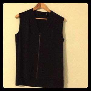 3/$20 Tahari black zip-up blouse.